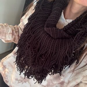 Black Fringe Infinity Scarf